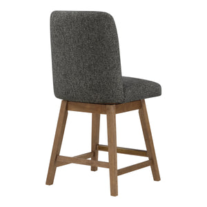 OSP Home Furnishings Finley 26” Swivel Counter Stool  - Set of 2 Charcoal/Med Oak