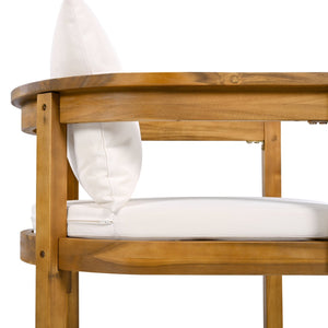 English Elm Christopher Knight Home® - Abaco Outdoor Acacia Wood Dining Chair Set of 2 with Beige Teak Cushions, Durable Weather-Resistant Comfort N775P235147T