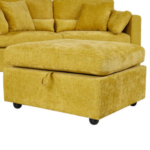 English Elm Yr2169bg-2p-2ot,lr,right,arm,ot*2 Chenille Fleece Right Arm Sectional Piece with Spring Support Yellow W308S00191