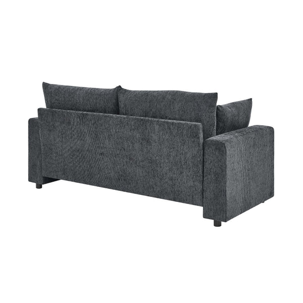 English Elm Modern Low Profile Upholstered Sofa Deep Seat Cushions for Apartment Living Rooms Blue Gray B343P435324