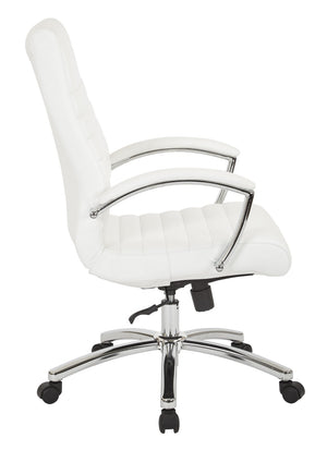 OSP Home Furnishings Executive Mid-back Office Chair with Faux Leather Upholstery and Lumbar Support White FL92017C-U11