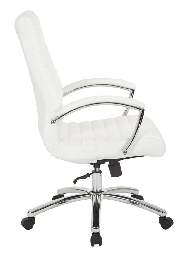 OSP Home Furnishings Executive Mid-back Office Chair with Faux Leather Upholstery and Lumbar Support White FL92017C-U11