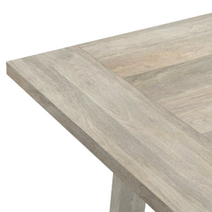 English Elm Whitley Solid Mango Wood Farmhouse Dining Table Trestle Base Seats Six White B136P420748