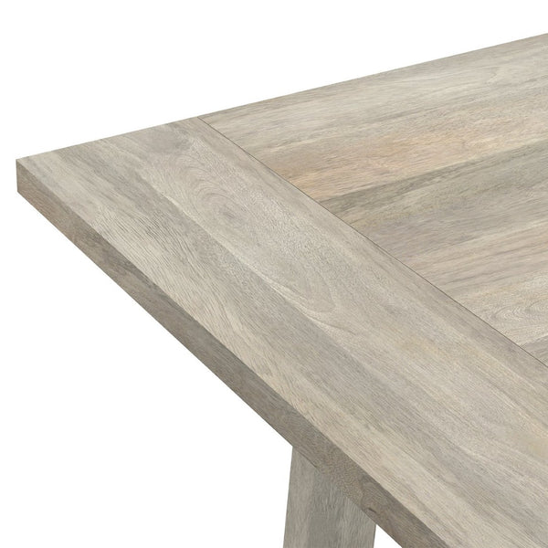 English Elm Whitley Solid Mango Wood Farmhouse Dining Table Trestle Base Seats Six White B136P420748