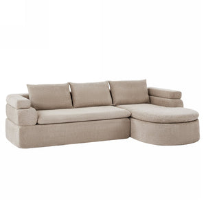 English Elm 106" L-shaped Sectional Sofa Modular Chaise Lounge Neutral Fabric Living Room Almond N771P396321V_N771P396322V