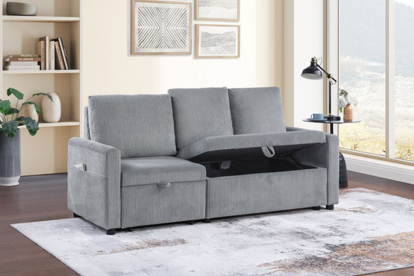English Elm Ottavio Corduroy Sofa with Pull Out Chaise Underseat Storage and Side Pockets B2749S00257