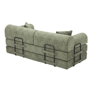 English Elm Convertible Bouclé Floor Sofa Bed Loveseat Daybed for Studio Living Room Green W5532P458419