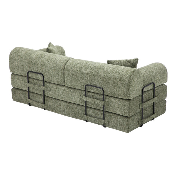 English Elm Convertible Bouclé Floor Sofa Bed Loveseat Daybed for Studio Living Room Green W5532P458419