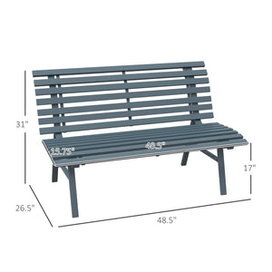 English Elm Outsunny 48.5" Lightweight Aluminum Garden Bench, Elegant Blue Outdoor Seating For 2, Weather-Resistant W2225P200398-GIGA