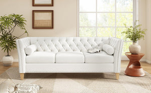 English Elm Elegant Tufted Three Seat Sofa with Nailhead Trim and Solid Wood Legs for Living Room N760P406296A