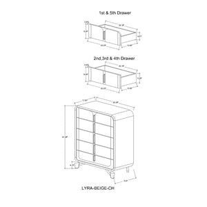 English Elm Nora Solid Wood Chest with Geometric Legs and Rounded Edges — Contemporary Spacious Drawers, Stylish Pulls Beige 37.6 L x 19.96 W x 47.05 H B201P409553