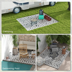 English Elm Outsunny Reversible Polypropylene Outdoor Rug Waterproof Camping Mat with Carry Bag W2225P174558