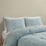 INK+IVY Kara  3 Piece Cotton Jacquard Comforter Set II10-1105 Aqua