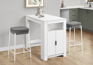 English Elm Dining 48" Counter Height Rectangular Table with Side Storage Cabinet and Open Shelf, Modern Design White 51 L x 27 W x 5 H B2710P286995