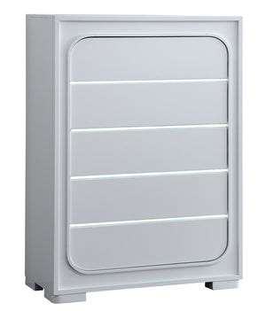 English Elm Milan Modern White Wood Chest with Built-in Led Drawer Accents and Touchless Sensor White B078P497944
