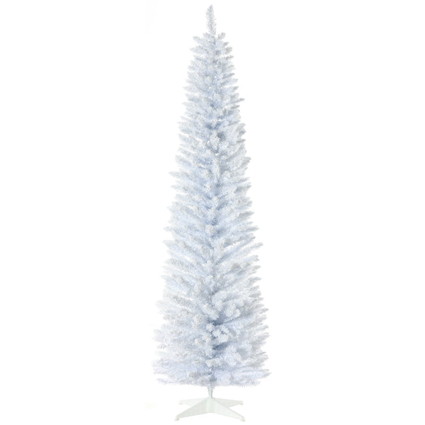English Elm Homcom 7' Snow Flocked Pencil Christmas Tree - Slim, Realistic Indoor Holiday Decor For Small Spaces W2225P217080