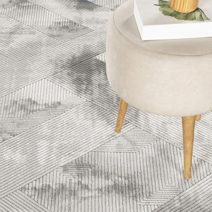 English Elm Geometrix Contemporary Area Rug – 7'10" X 10'6" In Gray & Ivory, Durable, Stain-Resistant Design B186P316840