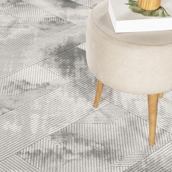 English Elm Geometrix Contemporary Area Rug – 7'10" X 10'6" In Gray & Ivory, Durable, Stain-Resistant Design B186P316840