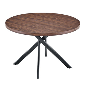 English Elm Round Foldable Mdf Dining Table with Radial Legs for Small Space Bistro Interiors Dark Walnut W3493P462092