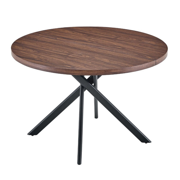 English Elm Round Foldable Mdf Dining Table with Radial Legs for Small Space Bistro Interiors Dark Walnut W3493P462092
