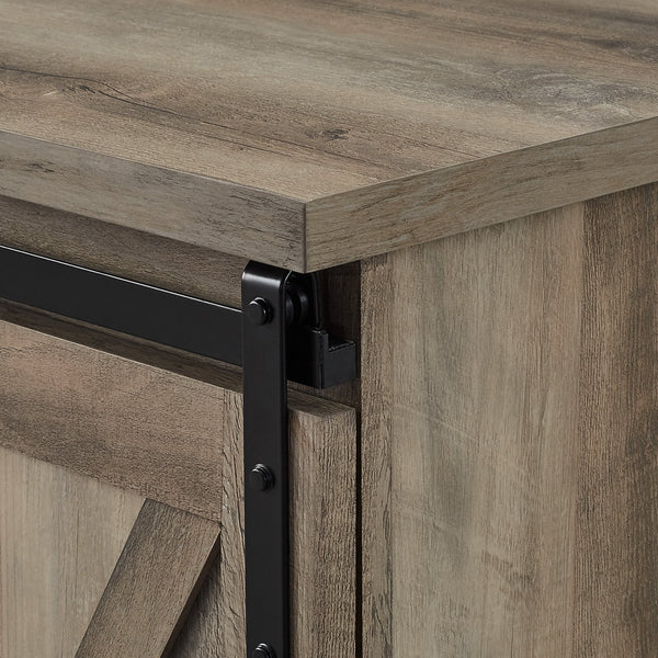 English Elm Walker Edison - Farmhouse Sliding X Barn Door TV Stand for 65" TVs — Rustic Grey Wash Console with Cable Management and Adjustable Shelves Gray Wash 63 L x 28 W x 6 H B185P169370