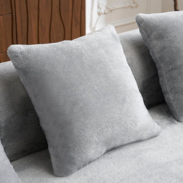 English Elm Full L-Shape Sectional Sofa with Curved Chaise, Modular Chenille Couch, High-Density Comfort for Apartment Living Grey W3612S00005
