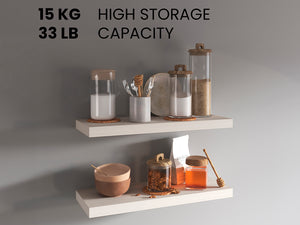 English Elm Ecco 31.5" Floating Shelves Set of 2 White Washed - Hidden Brackets, Sturdy Particle Board Display B070P351137