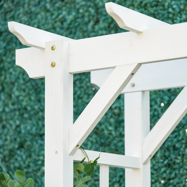 English Elm Outsunny Carbonized Fir Wood Garden Arbor Arch with Lattice Roof for Climbing Vines W2225P174423