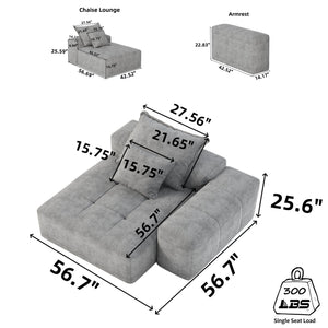 English Elm Modern Oversized Modular Sectional Sofa - Luxurious Chenille, No Assembly, 2 Cozy Pillows Included! W1885P298464