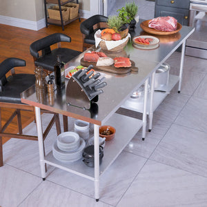 English Elm Profeeshaw Stainless Steel Prep Table 30x48 with Backsplash & Adjustable Undershelf, Heavy-Duty Commercial Workstation W1422P252477