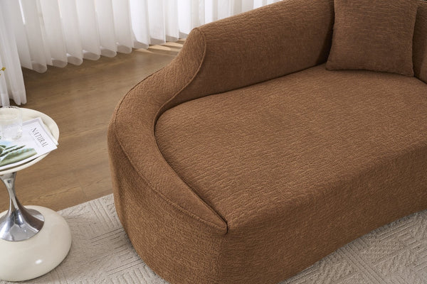 English Elm Ly-048 Sculpted Chenille Chaise Lounge Convertible Sleeper Sofa for Modern Living Spaces Caramel W2231P401723