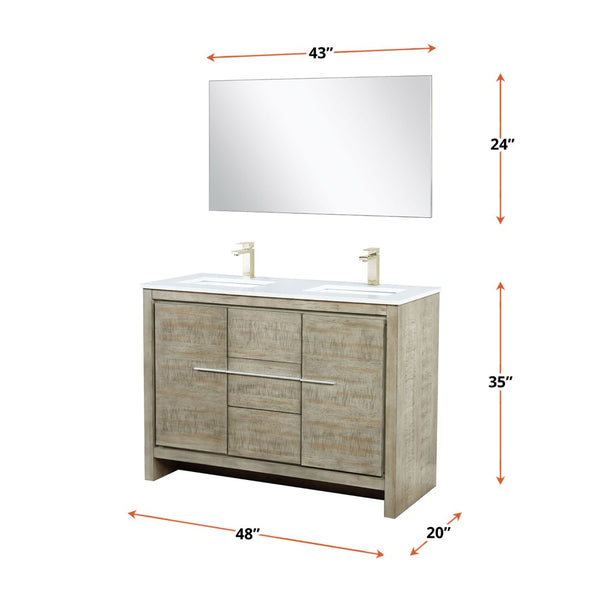 English Elm Rustic Acacia Double Bath Vanity With Cultured Marble Top, Brushed Nickel Faucet & Elegant Mirror Set B2731S01710-GIGA