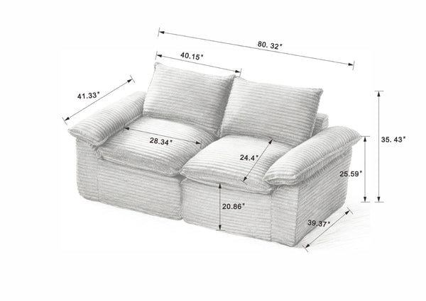 English Elm Modern Corduroy Modular Cloud Sofa Plush Sectional for Living Room Apartment Lounge W3396P388627