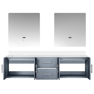 English Elm Dark Grey Double Bath Vanity 72" W x 22" D with Cultured Marble Top, Soft-Close Drawers & LED Mirrors B2731S00876