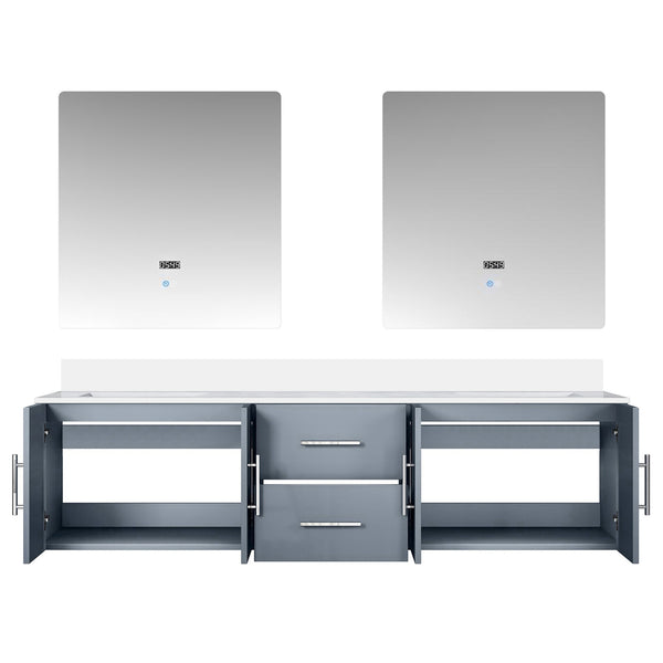 English Elm Dark Grey Double Bath Vanity 72" W x 22" D with Cultured Marble Top, Soft-Close Drawers & LED Mirrors B2731S00876