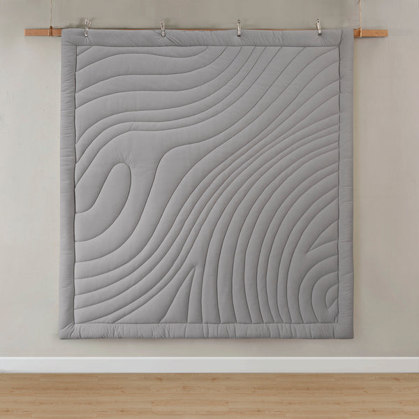 English Elm 3 Pcs King/Cal King Soft Gray Poly Jersey Comforter Set With Antimicrobial Treatment & Shams B035P319902