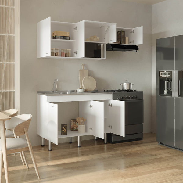 English Elm Myton Engineered Wood Kitchen Set with Stainless Sink, 8 Doors & Shelves, 6 Legs, Eco-Certified B097S00235