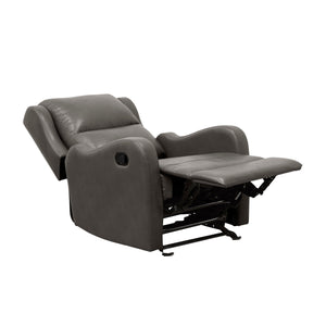 English Elm Gray Faux Leather Glider Recliner Chair – Smooth Gentle Motion, Pull-Tab Recline, Compact Comfort Seat B011P207536