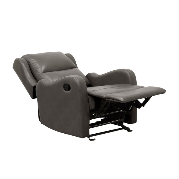 English Elm Gray Faux Leather Glider Recliner Chair – Smooth Gentle Motion, Pull-Tab Recline, Compact Comfort Seat B011P207536