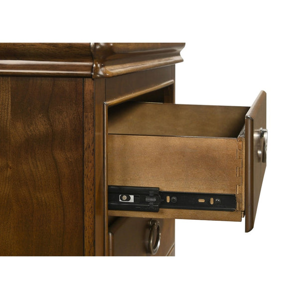 English Elm 3-drawer Nightstand Rubberwood Cherry Veneer with Crown Molding and Usb Charging B016P453488