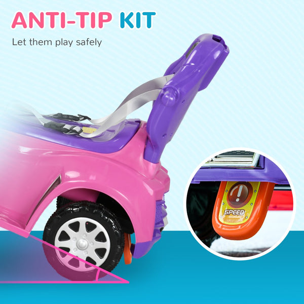 English Elm Qaba 3 in 1 Toddler Ride on Push Car with Canopy Robot Theme and Music Pink W2225P229329