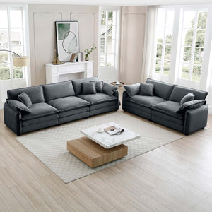 English Elm Family sofa set Retro Deep Seat Corduroy 2- and 3-Seater Ensemble with Memory Foam Comfort and Style Grey W714S00753