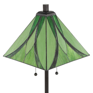 English Elm 63" Tiffany Style Floor Lamp with Stained Green Glass and Bronze Finish B202P471646