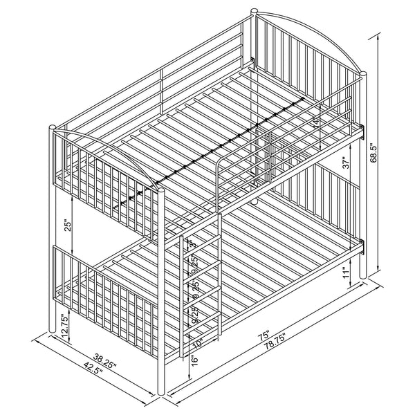 English Elm Anson Gunmetal Twin Over Twin Bunk Bed with Sturdy Steel Slats, Durable Metal Frame, Sleek Industrial Style B062P344917