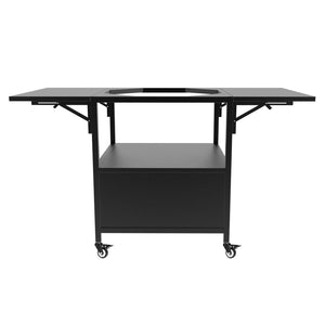 English Elm Outdoor Metal Kamado Grill Cart with Folding Prep Panels and Bottom Storage Compartment W3190P305785
