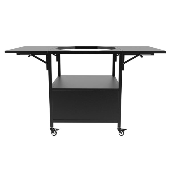 English Elm Outdoor Metal Kamado Grill Cart with Folding Prep Panels and Bottom Storage Compartment W3190P305785