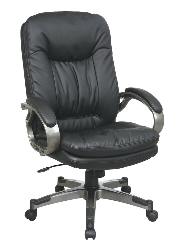 OSP Home Furnishings Executive High Back Bonded Leather Office Chair with Lumbar Support and Ergonomic Tilt Control ECH83507-EC3