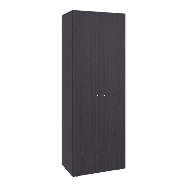 English Elm Home Compact 2-Door Closet System with Four Fixed Shelves, 66.9" H Black Wardrobe for Small Spaces B200P350349