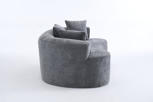 English Elm Crescent-shaped Chenille Loveseat Low Profile Curved Sofa for Modern Living Rooms Grey W5188P450353