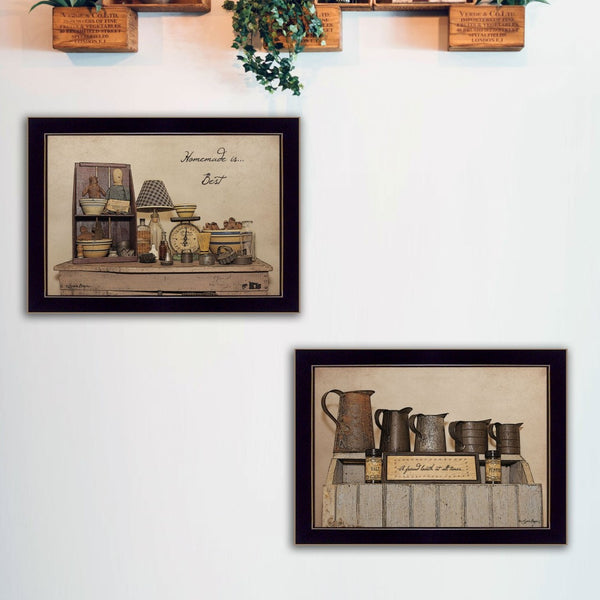 English Elm "homemade is Best" Susie Boyer 2 Panel Framed Wall Art for Farmhouse Kitchen Decor B06788304